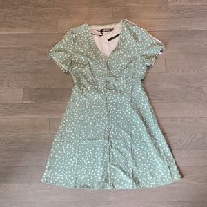 Misguided Mint Polka Dot Button Through Tea Dress